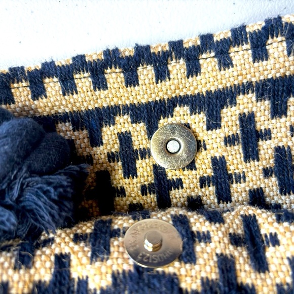 C & C California Home Jute XLarge Tote Bag Blue Tassel Medallion Pattern Boho - Picture 8 of 14